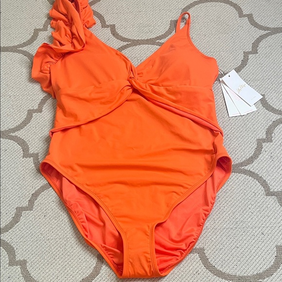 Lilly Pulitzer Olivann One-Piece Orange Swimsuit, size 16 - Picture 2 of 16